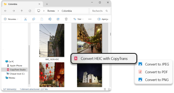 Convertir HEIC avec CopyTrans Studio