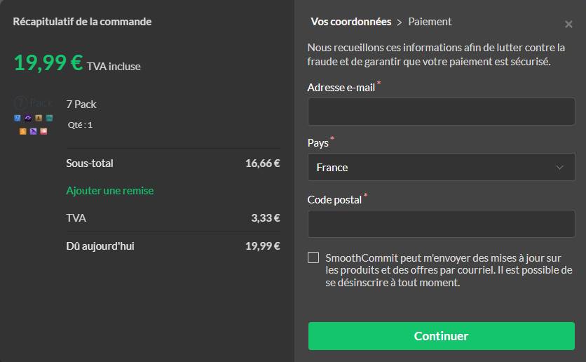 Popup de paiement sécurisé Paddle