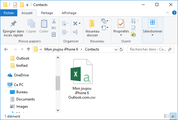Contacts Outlook csv