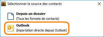 Outlook importation directe des contacts