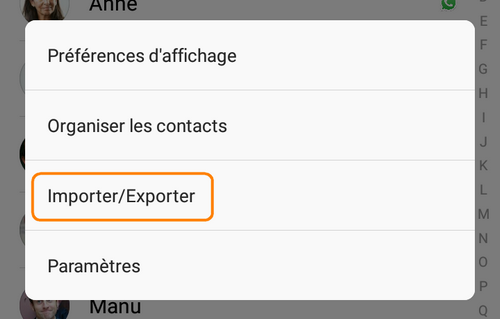 importer contacts iphone sur android