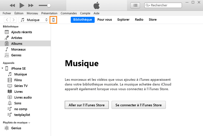 Page d'accueil de l'iTunes
