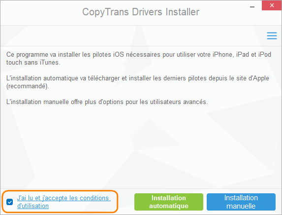 Installer pilotes ios windows avec CopyTrans Drivers Installer