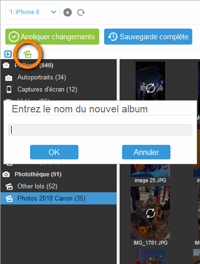 Créer un album dans iPhone