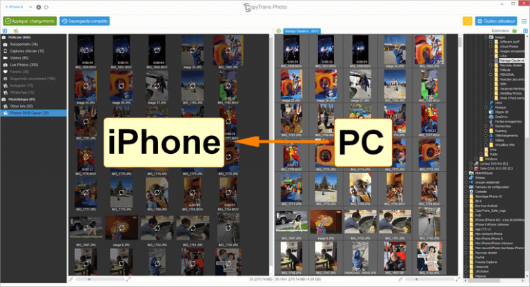 comment transferer photo sur pc iphone