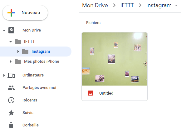 Photo Instagram dans Google Drive