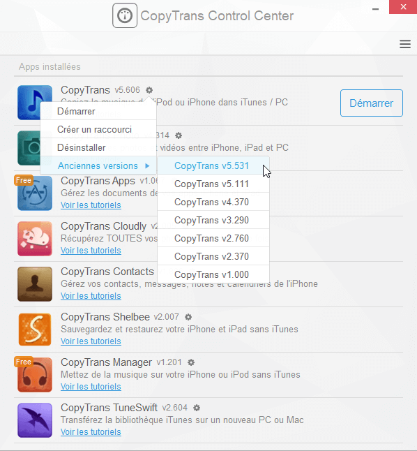 Compatibilité des logiciels CopyTrans avec Windows XP - CopyTrans