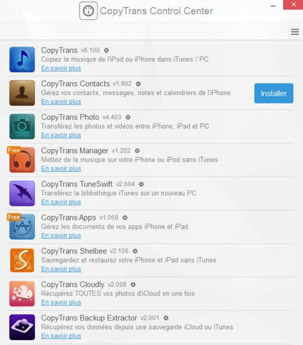 Installer un logiciel CopyTrans