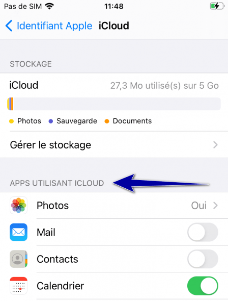 applications stockées dans iCloud