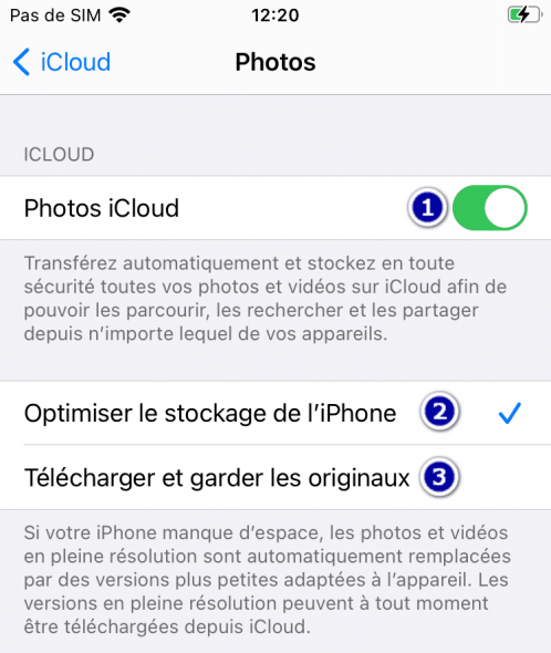Désactiver synchronisation avec iCloud