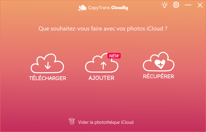 Copytrans Cloudly home screen