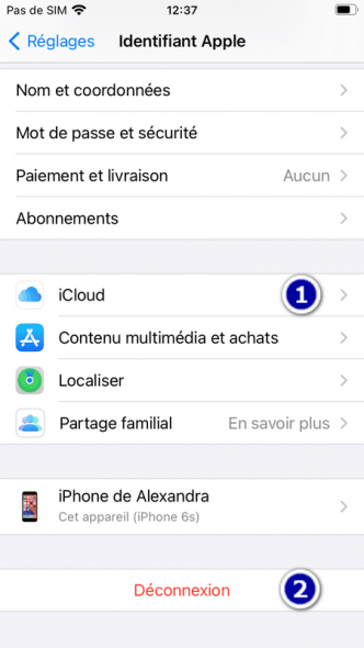déconnecter d'iCloud