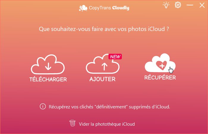 Récupérer les photos supprimées d'iCloud via CopyTrans Cloudly