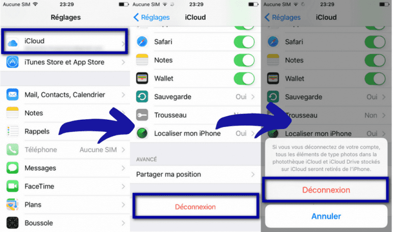 supprimer iCloud sous iOS11