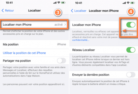 Comment désactiver “Localiser mon iPhone”