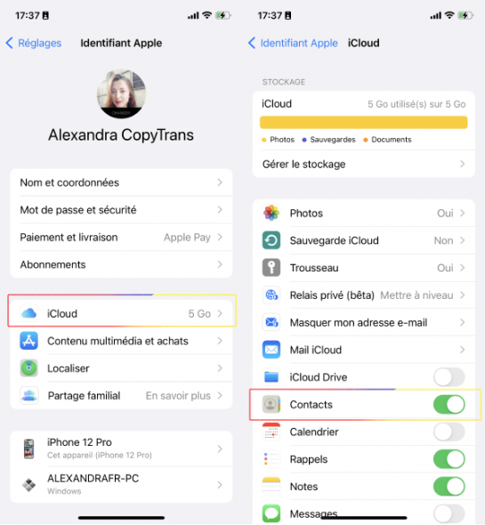 comment sauvegarder contact sur iphone