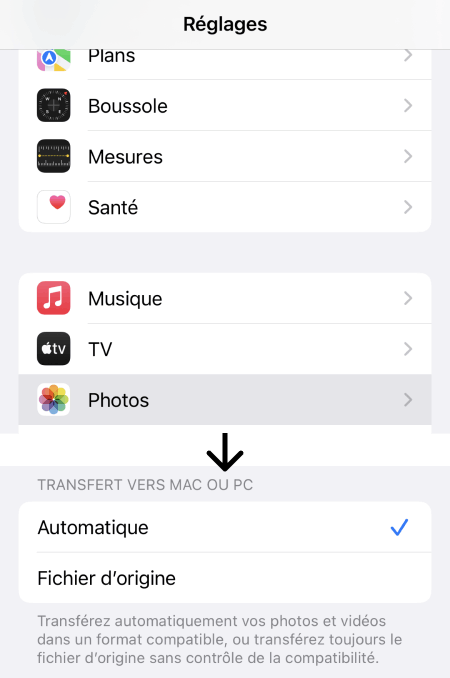 Automatiquement convertir les photos iPhone lors du transfert vers le PC