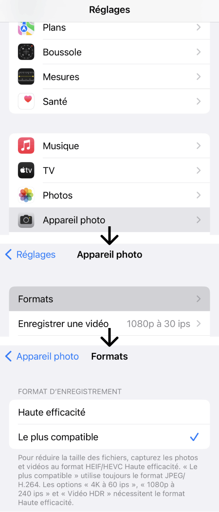 Convertir HEIC en JPEG sur iPhone