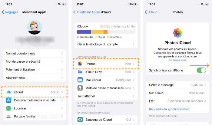 comment activer photos icloud