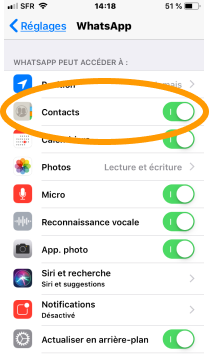 cochez contacts pour WhatsApp