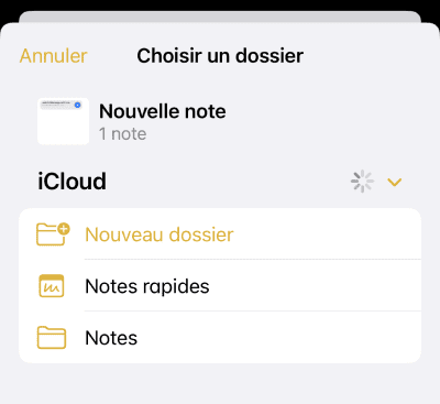 Choisir le dossier pour récupérer la note supprimée sur l'iPhone