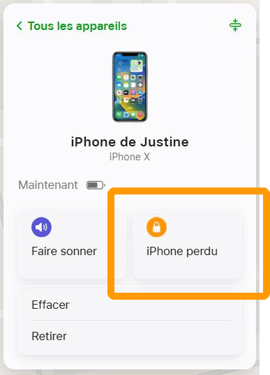 Activer le mode perdu sur l'iPhone