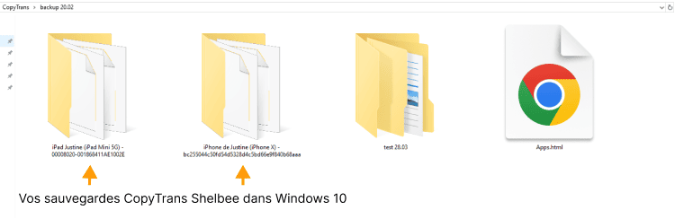Votre sauvegarde iPhone dans Windows 10