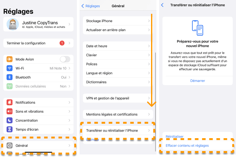 Réinitialiser l'iPhone