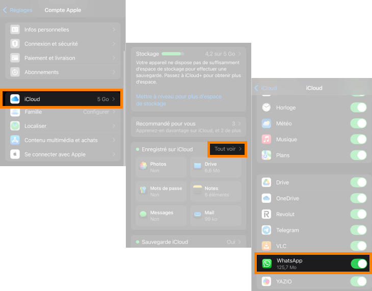 Synchroniser WhatsApp avec iCloud sous iOS 18