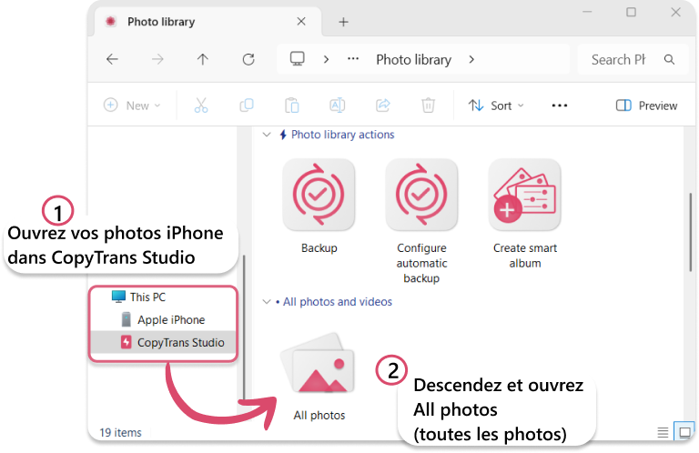 Ouvrir toutes les photos iPhone sur Windows