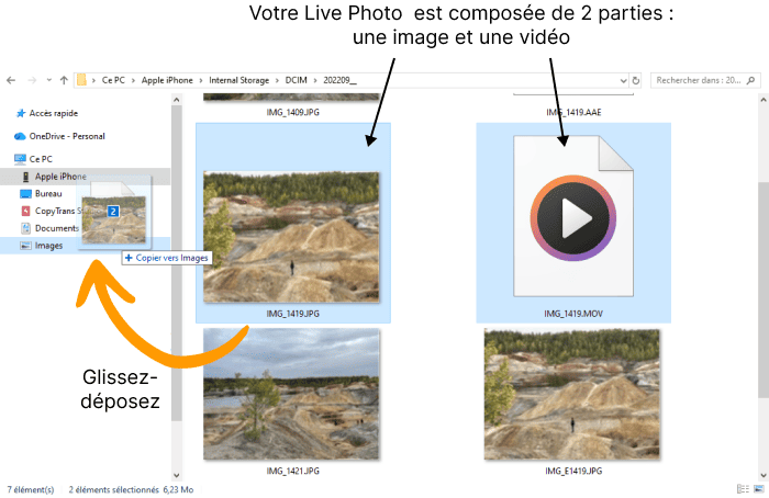 Glisser-déposer les Live photos dans Windows gratuitement