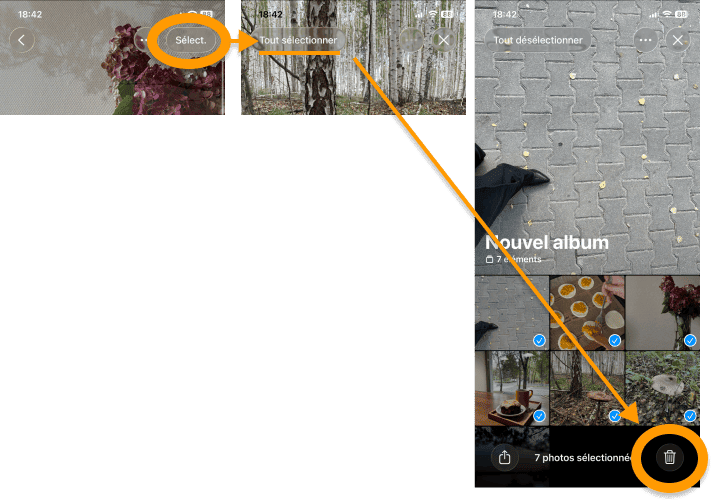 Supprimez le contenu de l'album sous iOS 26