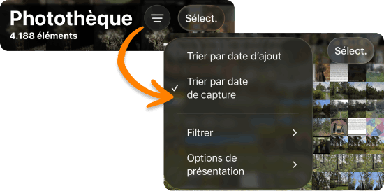 Comment trier les photos iPhone dans la Photothèque