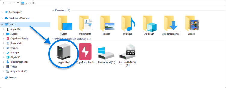 Ouvrez votre iPad comme un périphérique pour accéder aux photos dans Windows