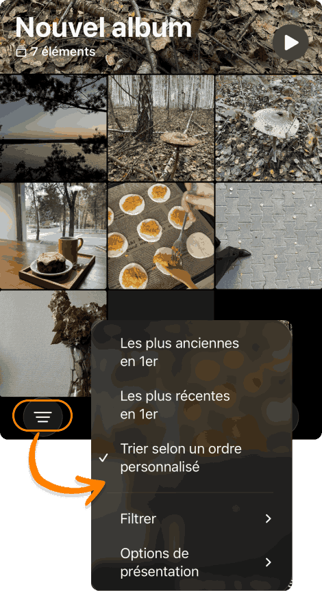 Comment trier les photos dans un album iPhone sous iOS 26