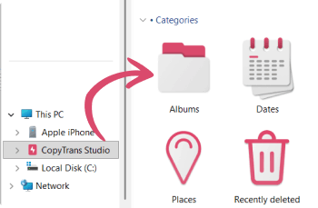 Où sont mes Albums dans CopyTrans Studio