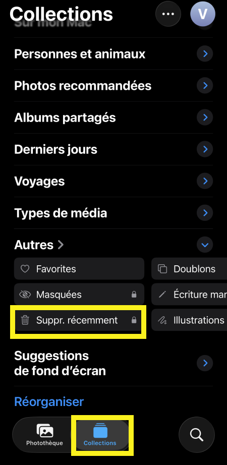 Récupérer une photo iPhone sous iOS 26