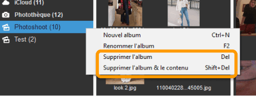 Faites un clic droit sur l'album et sélectionnez Supprimer l'album
