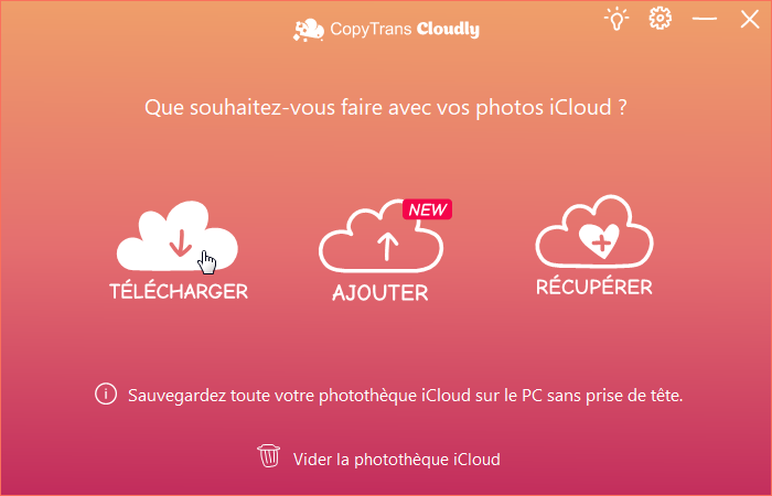 Télécharger la photothèque iCloud via CopyTrans Cloudly