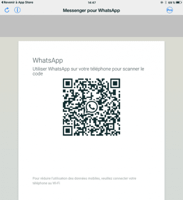 scannez le code pour accéder à WhatsApp sur iPad