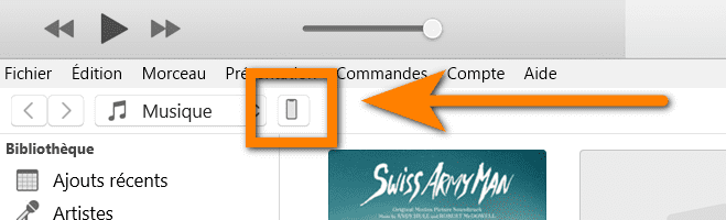 sélectionnez votre iPhone dans iTunes