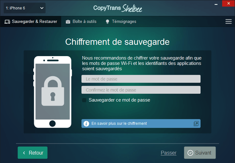 chiffrer une sauvegarde iPhone