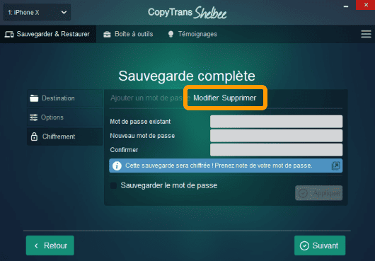 Modifier ou supprimer le mot de passe iOS depuis le PC