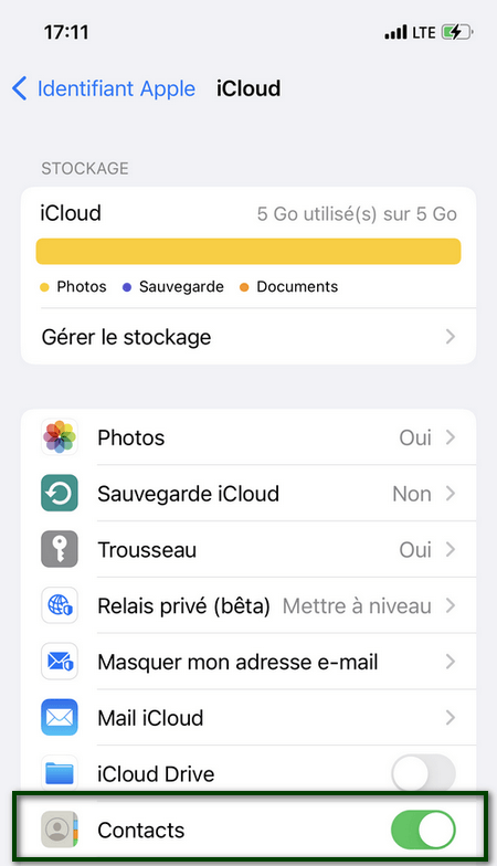 synchroniser ses contacts avec icloud
