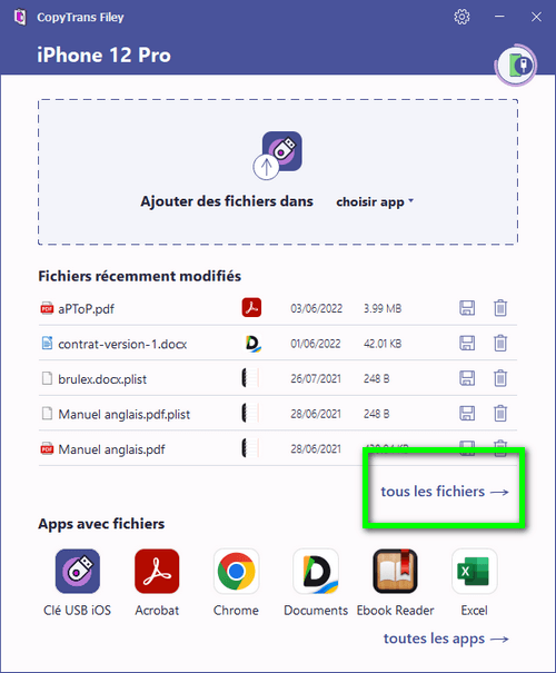 accéder à tous les fichiers iPhone depuis Windows
