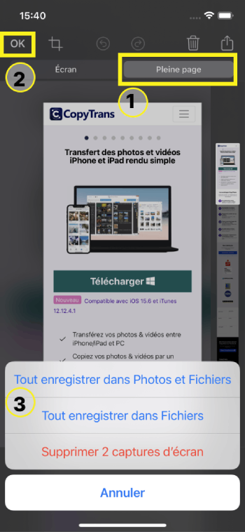 Comment faire une capture d'écran sur iPhone 15 