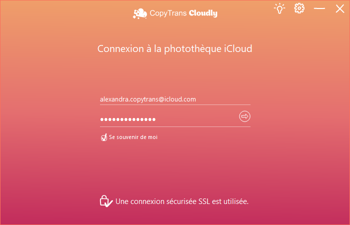 connexion à copytrans cloudly avec apple id