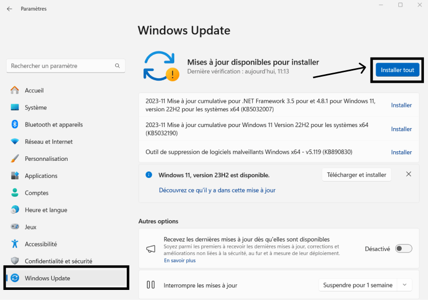 Comment mettre à jour Windows 11