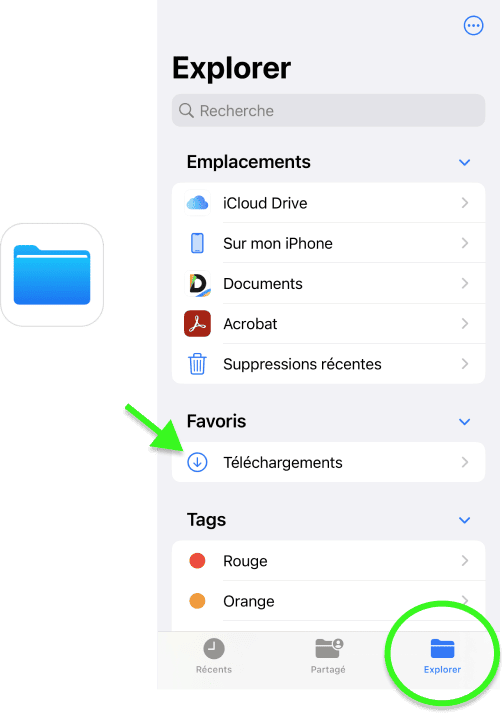 Trouver mes Téléchargements dans Fichiers sur l'iPhone