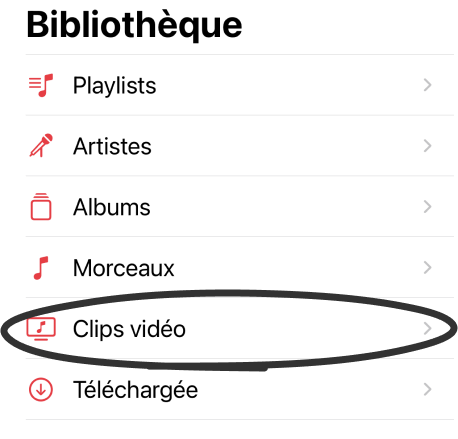 Clips vidéo sur iPhone dans application Musique